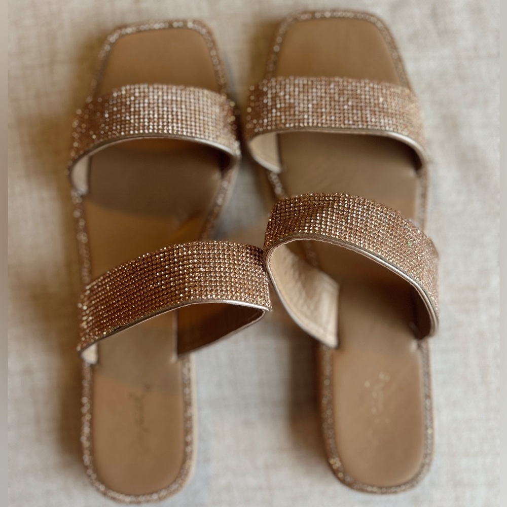 Rose gold sparkly sandals